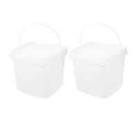 Milisten 2pcs 5l Bucket with Lid Square Plastic Storage Tubs Made of Sturdy Pp Material, Versatile for Food and Water Storage, Handheld Design for Home or Farm Use