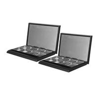 Milisten 2pcs 8-Grid Matte Black Empty Makeup Palette with Aluminium Pans, Travel Friendly Design Plastic and Glass Magnetic Eyeshadow and Blush Mixing Case for Home and Travel