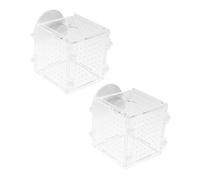 Milisten 2pcs Acrylic Transparent Fish Breeding Box with Suction Cups Aquarium Isolation Separator for Shrimp Clownfish Easy Setup Incubator for Monitoring Fry Growth