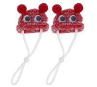 Milisten 2pcs Adjustable Knitted Hats For Small Animals - Cute Mini Pet Hat Set For Hamsters/Guinea Pigs And Birds - Lightweight Funny Headwear With Cord Lock