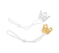 Milisten 2pcs Adjustable Miniature Animal Costume Crown for Hamsters and Small Pets Ultraleight Royalty-themed Hamster Celebration Headwear Gold Silver Tiara for Rabbits and Guinea Pigs