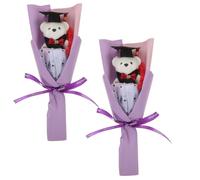 Milisten 2Pcs Adorable Graduation Bear Doll Bouquet Unique Party Favor with Graduation Hat Clothes for Celebrating Achievements and Creating Unforgettable Memories