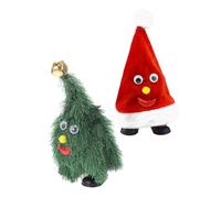 Milisten 2pcs Animated Christmas Hat Electric Singing Walking Santa Hat for Adults Interactive Holiday Decoration for Home School Office Use