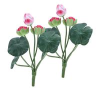 Milisten 2PCS Artificial Lotus Bouquet EVA Material with Stems Lifelike Faux Lotus Flowers for Home Office Wedding Decoration and Low Maintenance Floral Arrangement