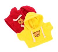 Milisten 2pcs Bear Doll Clothes Plush Stuffed Animal Hoodies Yellow Red Decorative Costume for Doll Decor and Creative Play