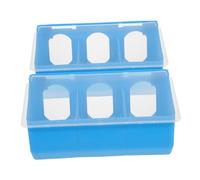 Milisten 2pcs Blue Feed Box Three Compartment Plastic Pigeon Feeder Lid for Bird Cage Poultry Loft Supplies for Chicken and Quail Feeding Bowls