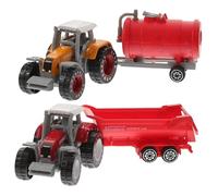 Milisten 2pcs Boys Plastic Tractor with Inertial Glide Function Realistic Farm Truck Models in Bright Orange and Red Safe Smooth Surface for