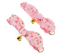 Milisten 2pcs Breakaway Adjustable Bell Cat Collar Bowtie Cotton Pet Collars for Small Pets Puppy Dog