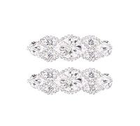Milisten 2PCS Bridal Rhinestone Applique, DIY Wedding Sash Belt for DIY Bridal Wedding Dress Sash Women Crystal Belt, Silver