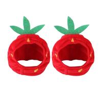 Milisten 2pcs Cat Strawberry Hat Cute Plush Pet Head Cover Easy Wearability Versatile Photo Prop Short Plush Material for Holidays and Everyday Cosplay Occasions Suitable for Small Dogs