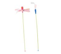 Milisten 2pcs Cat Teasing Plume Stick Kitten Interactive Cat Plaything Plastic Artificial Plume Interactive Finger Protection Random Color