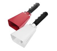 Milisten 2pcs Cheering Cowbell Handle Metal Handbells for Football Games Ergonomic Design for Loud Sound