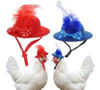 Milisten 2pcs Chicken Hats for Hen, Mini Chicken Helmet Adjustable Cloth Bow Ties Mini Pet Costume Accessories for Hens and Small Birds Lightweight and Comfortable for Photos and Dress-up