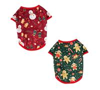 Milisten 2pcs Christmas Cartoon Dog Clothes Cute Snowman Gingerbread Design Comfortable Pet Apparel for Holiday Parties and Daily Walks for Dogs and Puppies