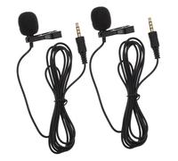 Milisten 2pcs Clip-on Lavalier Microphone Noise-cancelling Mini Mic for Smartphone and Laptop Black Hand-free Recording Device