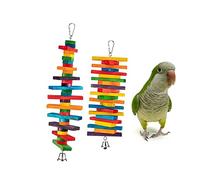 Milisten 2pcs Colorful Hanging Parrot Safe Bite Chew for Birds Cockatiels Parakeets with Skill Developing Blocks and Teeth Grinding Design Random Color