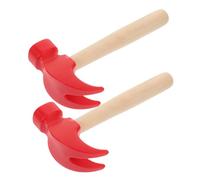 Milisten 2Pcs Compact Hammer Small Wooden Mallet with Smooth Handle for Pretend Play and Kindergarten Carpentry Workshop in Bright Red