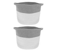 Milisten 2pcs Cotton Rope Storage Basket Braided Soft Laundry Baskets Nursery Handles Round Desktop Organizer for Boys and Girls