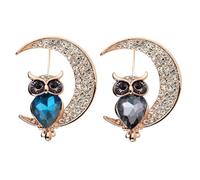 Milisten 2pcs Creative Owl Shaped Brooch Alloy Crystal Embellished Lovely Oil Droped Breastpin Clothes Decoration for Lady Women Grey