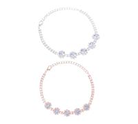 Milisten 2pcs Cute Cat Necklace Pet Jewelry Adjustable Collar for Puppies and Kittens Rhinestone Gems Charms