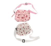 Milisten 2pcs Cute Corduroy Strawberry Crossbody Bag for Women Adjustable Lightweight Phone Purse with Playful Fruit Design Dual-style Shoulder Tote for Travel Summer Essentials Pink White