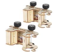Milisten 2pcs DIY Stem Building Kit Voice Controlled Wooden Car Model for Science Education and Assembly Project Indoor Outdoor Engineering