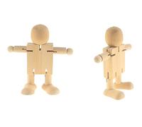 Milisten 2pcs DIY Wooden Movable Joints Robot Set, Unfinished Educational Craft Dolls, Beige Wooden Robot Figures for Painting and Creative Play