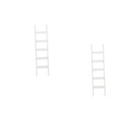 Milisten 2pcs Dollhouse DIY Fairy Furniture Decor White Mini House Ladder for Shadow Box and Mini Garden Accessories