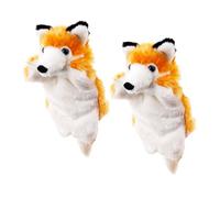 Milisten 2pcs Fox Hand Puppets Soft Plush Animal with Movable Mouths for Storytelling Role Play Emotional Expression Playmate Glove Puppets