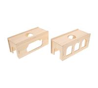Milisten 2pcs Hamster Wooden Tunnel Hideout for Dwarf Hamsters Guinea Pig Small Animals Exploring Toy House Diverse Designs for Pet Habitat Decoration