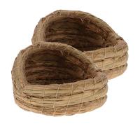 Milisten 2pcs Handwoven Straw Chicken Nest Breathable Laying Coop Shelter for Small Finches Canaries Lovebirds Resting Breeding Aviary Use