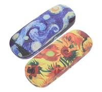 Milisten 2pcs Hard Shell Eyeglasses Case Leather Glasses Case Sunflower Starry Night Painting Sunglasses Holder Eyewear Glasses Container