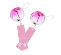 Milisten 2pcs Japanese Glass Wind Chime Beautiful Indoor Outdoor Decor with Soothing Melodies Unique Cherry Blossom Design for Garden and Home Aesthetic