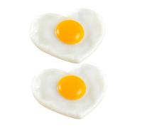 Milisten 2Pcs Lifelike Heart Shaped Fried Eggs Models Funny Fried Egg Playthings Realistic Food Display Decor for Photography and Teaching Props Decorative Kitchen Props