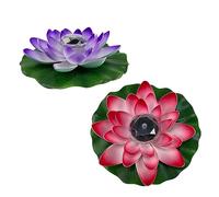 Milisten 2pcs Lotus Leaf Lamp Artificial Outdoor Plants Lilies Artificial Plants Pond Power Solar Flower Pool Floating Lotus LED Night Light Solar Lotus Lights Outdoor Garden Flower Water