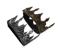 Milisten 2pcs Medieval Kings Crown PU Foam Cosplay Headband for Men Birthday Wedding Prom Party Decoration in Golden and Silver