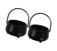 Milisten 2pcs Mini Black Witch Cauldron Pot for Dollhouse Accessories Halloween Miniature Landscape Decor Fairy Garden Craft Ornament