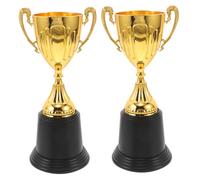 Milisten 2pcs Mini Trophy Cups with Black Base Durable Plastic Award for Soccer Champions Academic Sports Winners Lightweight Gold Finish for Parties and Competitions