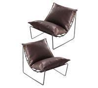 Milisten 2pcs Miniature Chair Model Wear Resistant Leather Doll House Furniture for DIY Crafts Miniature Scene Decoration Deep Brown Color Stylish Design