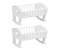 Milisten 2pcs Miniature Doll Crib Glossy Plastic Dollhouse Furniture Accessories for Nursery Decor Realistic Cradle with Distinctive Design and Fine Craftsmanship
