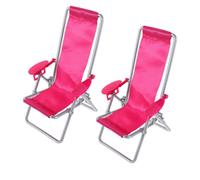 Milisten 2Pcs Miniature Folding Beach Chairs Pink Dollhouse Accessories Realistic Foldable Beach Chair Ornaments for Home Decor and Micro Landscape Display