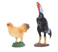 Milisten 2pcs Miniature Hen and Rooster Figurines Solid Farm Animal Educational Desktop Decoration for Garden Playset