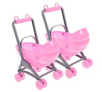 Milisten 2pcs Miniature Plastic Carriage Simulation Stroller Model for Educational Doll Prams for Imaginative Play Smooth Surface Birthday and Party Gifts