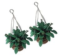 Milisten 2Pcs Miniature Potted Plants Adorable Bonsai Model Decor for Dollhouse Artificial Hanging Plant Pots for Micro Landscaping Home Table Decor