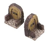 Milisten 2Pcs Miniature Wooden Garden Fairy Doors for Patio and Front Yard Decor, Mini Dollhouse Gate Ornaments with Fence Design, Tiny Hobbit and Gnome House Accessories for Outdoor Micro