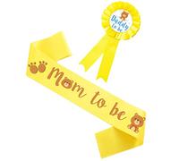 Milisten 2pcs Mom Pin and Sash for Shower Daddy Brooch Corsage and Shower Decorations for Pregnant