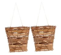 Milisten 2pcs Natural Rattan Hanging Wall Flower Baskets for Indoor Outdoor Decor Handwoven Vine Planters for Garden Patio Holiday Floral Arrangements