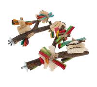 Milisten 2pcs Natural Wood Parrot Stand Perch Bird Tree Branch Rest Platform for Cage Solid Wooden Fork Toys for Macaw