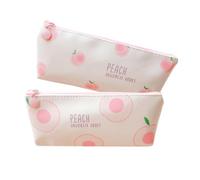 Milisten 2pcs Pen Storage Bag Canvas Pink Peach Pattern Zipper Pouch for Coins and Cosmetics School and Travel