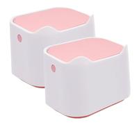 Milisten 2pcs Press-top Small Desk Trash Can with Lid, Plastic Desktop Waste Bin for Office and Home Use, White and Pink Compact Garbage Containers for Tabletop Storage